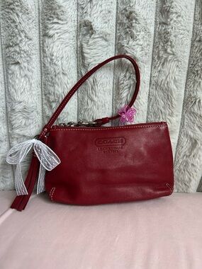 Coach soft leather wristlet in red